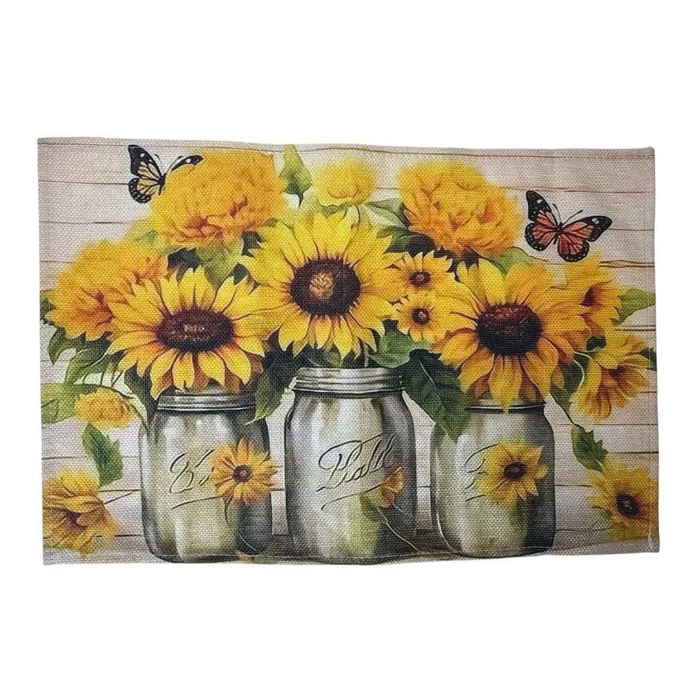 Sunflower Summer Rustic Farmhouse Placemats Set of 4